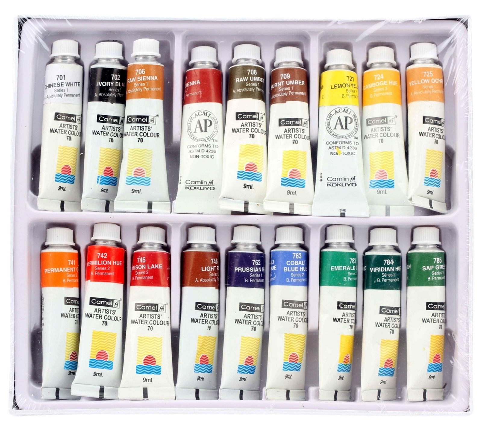 htconline.in| Camlin Artist Water Colours Set 9mlx18 shades - htconline.in