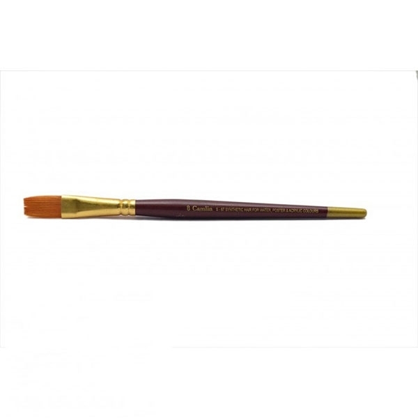 Golden Synthetic Hair Flat Brush (8): Paint Models and Crafts Easily