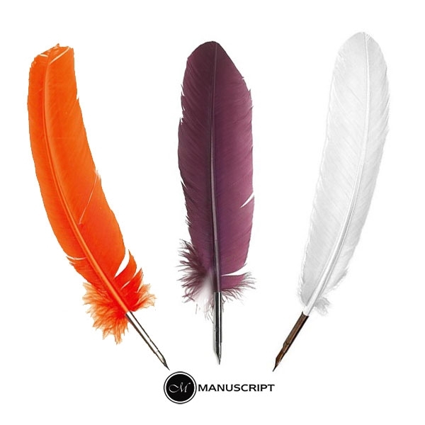 Picture of Manuscript Ostrich Quill Pen with Nib(Navy blue, Ivory, Deep Red)