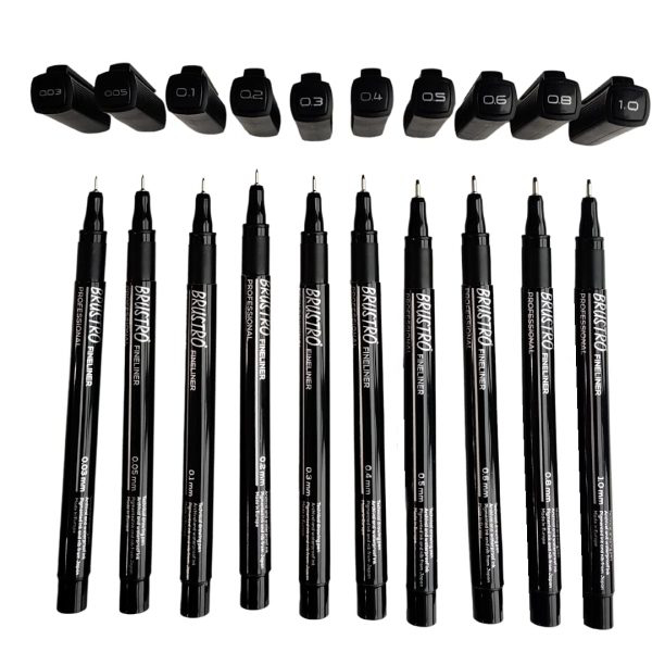 htconline.in| Brustro Fineliner Assorted Black Pen Set Of 10 - htconline.in