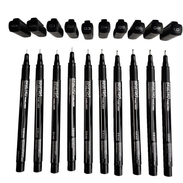 Picture of Brustro Fineliner Assorted Black Pen Set Of 10