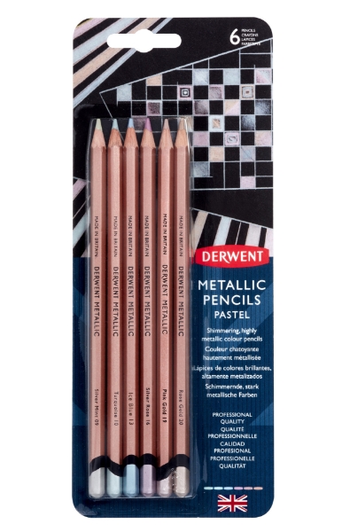 Derwent Professional Metallic Colored Pencils- Pastel Colors, Set of 6