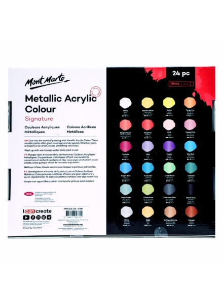 Picture of Mont Marte Metallic Acrylic Colour Paint - Set of 24 (36ml)
