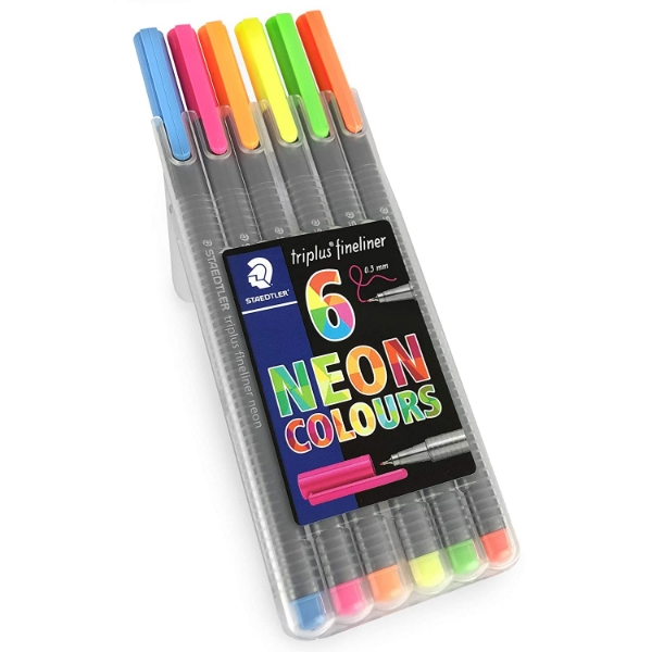 Picture of Staedtler Triplus Fineliner Pen - Pack of 6 (0.3mm) Neon Colours