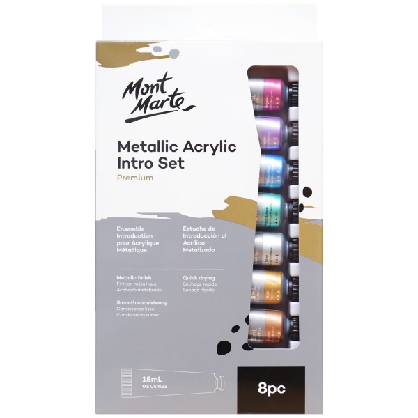 Picture of Mont Marte Metallic Acrylic Intro Set - 8 Pieces (18ml)