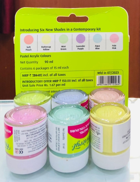 Picture of Fevicryl Pastel Acrylic Colours - Set of 6 (15ml)