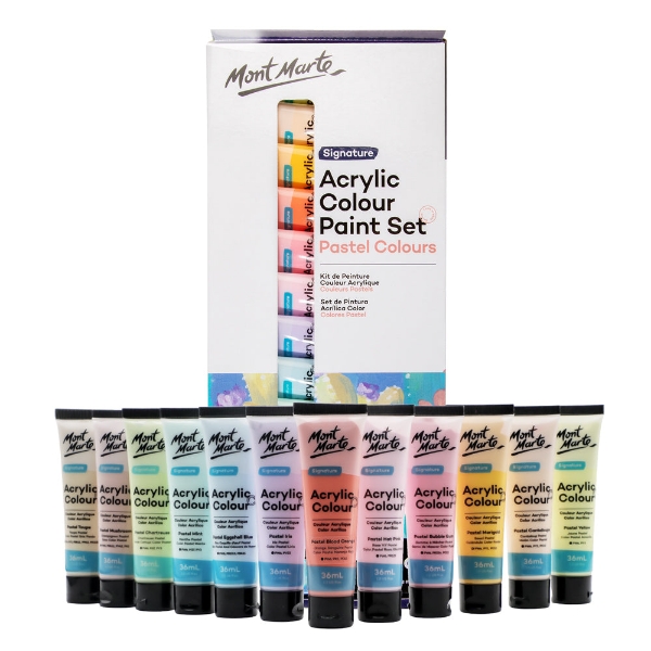 Picture of Mont Marte Acrylic Colour Pastel Paint Set of 12 - 36ml (1236)