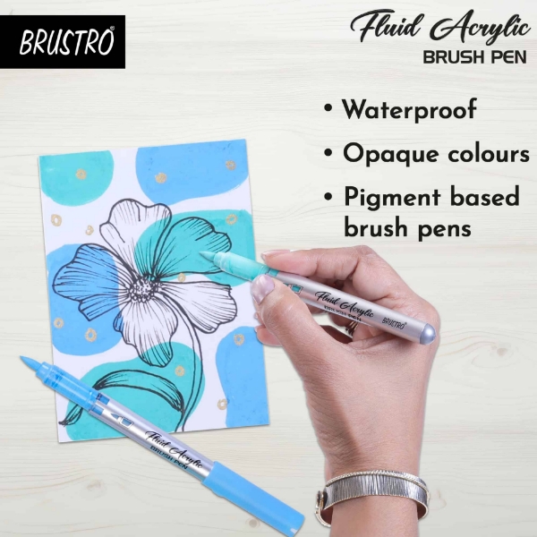Picture of BRUSTRO Fluid Acrylic Brush Pen Set of 14 