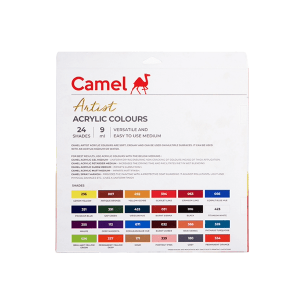 Picture of Camlin Artist Acrylic Colour Assorted Shades Set - 24 x 9ml 
