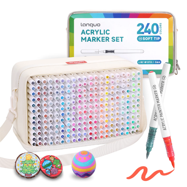 Picture of Languo Acrylic Brush Tip Marker Colors  with Bag