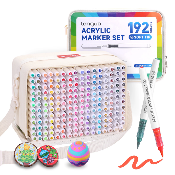 Picture of Languo Acrylic Brush Tip Marker Colors  with Bag