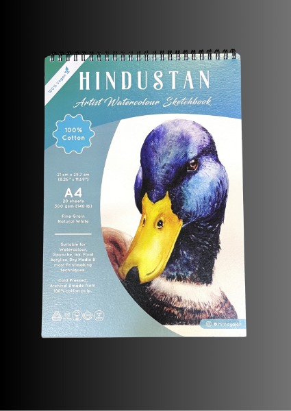 Picture of Hindustan Artist Watercolour Sketchbook Cold Pressed 300Gsm-A4 (20 Sheets) Spiral Bound