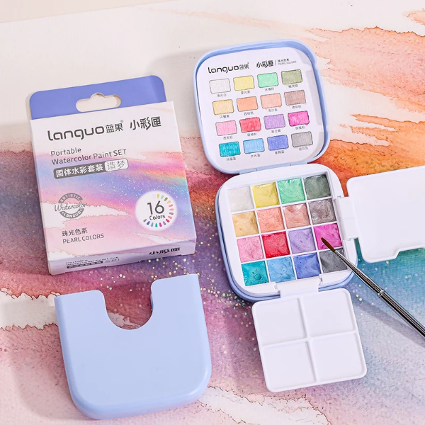 Picture of Languo Protable Watercolor Paint Set Of 16 With Brush
