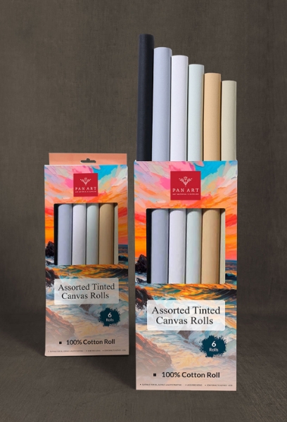 Picture of PAN ART ASSORTED TINTED CANVAS ROLL SET OF 6
