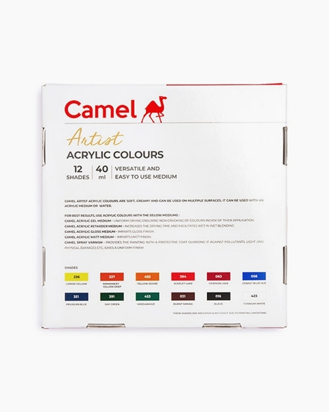Picture of Camlin Artist Acrylic - Set of 12 x 40ml (Gel Retarder)
